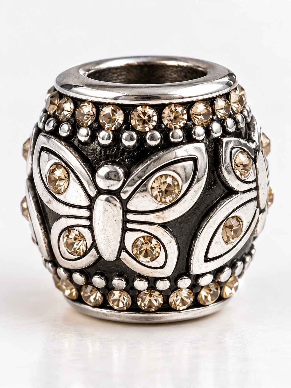Brighton Silver Butterfly Swarovski Crystal Charm Bead Pandora Compatible